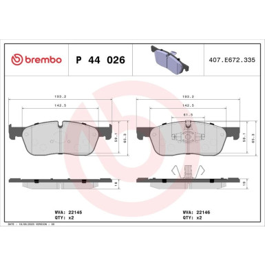 BREMBO Bremsklötze Xtra VA | JAGUAR E-Pace 17 | P 44 026X