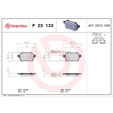 BREMBO Bremsklötze HA | ALFA,DODGE | P 23 133