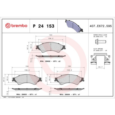 BREMBO Bremsklötze Xtra VA | FORD Ranger 11 | P 24 153X