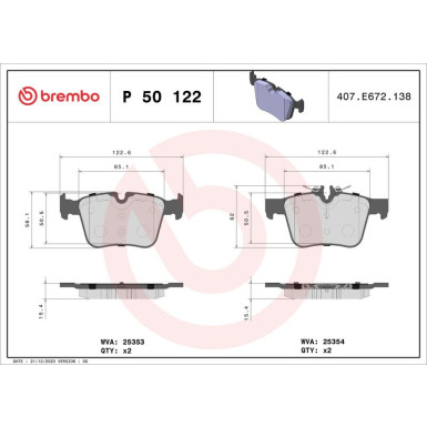 BREMBO Bremsklötze HA | MERCEDES C-Klasse 13 | P 50 122