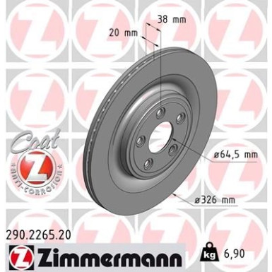 ZIMMERMANN Bremsscheibe | 290.2265.20