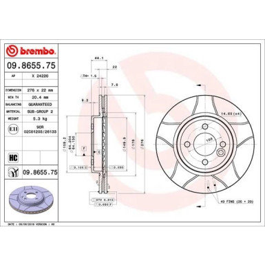 11 481 039M Bremsscheibe VA Brembo Max | MINI 01 | 09.8655.75