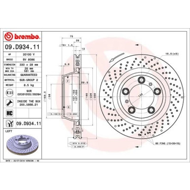 Bremsscheibe HA | PORSCHE | 09.D934.11