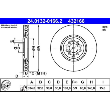 Bremsscheibe Vw P. Golf 4 R32 4 Motion 02-03 Le | 24.0132-0166.2