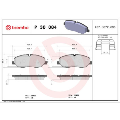 BREMBO Bremsklötze VA | HYUNDAI H350 15 | P 30 084