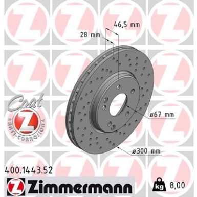 15 481 043 Sport Bremsscheibe VA Sport | MERCEDES W203,W210,R170,R171 96 | 400.1443.52