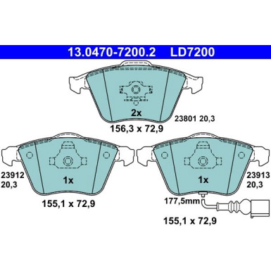 Bremsbelagsatz Vw P. Eos/Golf/Passat 1.4-3.6 05-15 Keramik | 13.0470-7200.2