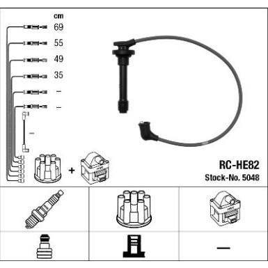 RC-HE82 NGK | Zündkabelsatz | HONDA CR-V II (RD_) 2.0,7.02-9.06 | 5048