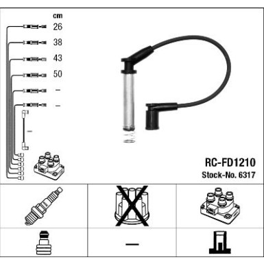 RC-FD1210 NGK | Zündkabelsatz | FORD FIESTA Van 1.3,10.03 | 6317