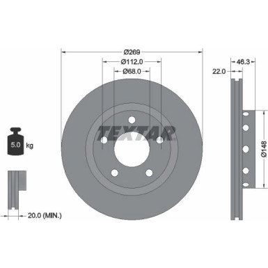 Bremsscheibe Vw T. A8 99- 269X22Mm | 92098400