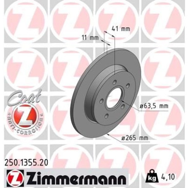 ZIMMERMANN Bremsscheibe | 250.1355.20