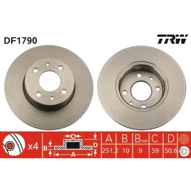 Bremsscheibe Fiat T. Stilo 01-/Multipla/Bravo 07-/Lybra | DF1790