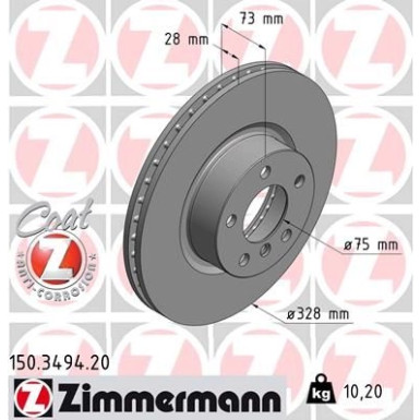 ZIMMERMANN Bremsscheibe | 150.3494.20