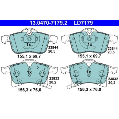 Bremsbelagsatz Opel P. Adam/Astra/Combo/Corsa/Meriva/Zafira 04- Keramik | 13.0470-7179.2