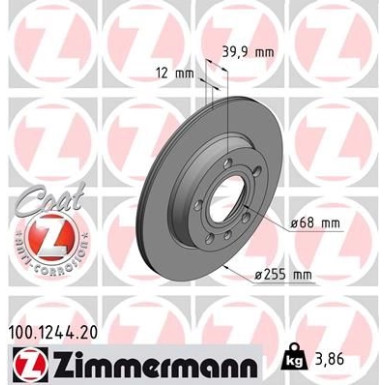 ZIMMERMANN Bremsscheibe | 100.1244.20