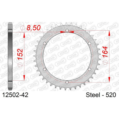 AFAM Kettenrad STAHL 42 Zähne | für 520 | 12502-42