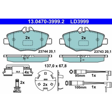 Bremsbelagsatz Db P. W211/S211 1.8-3.2 02-09 Keramik | 13.0470-3999.2