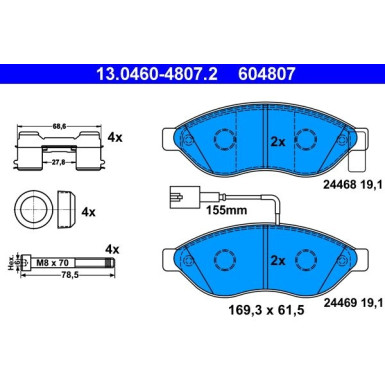 Bremsbelagsatz Fiat P. Ducato 06- Ad 1600Kg 1 Sensor | 13.0460-4807.2