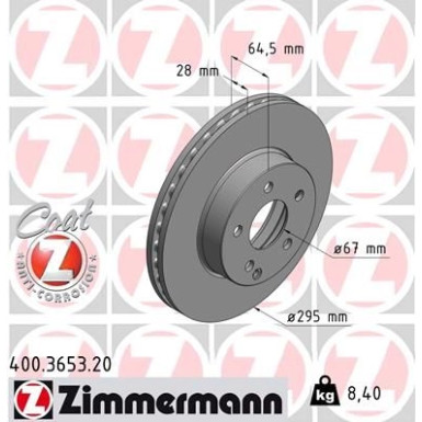 ZIMMERMANN Bremsscheibe | 400.3653.20