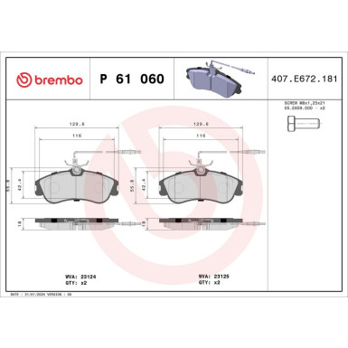 BREMBO Bremsklötze VA | CITROEN Berlingo, Xsara PEUGEOT 306 93-15 | P 61 060