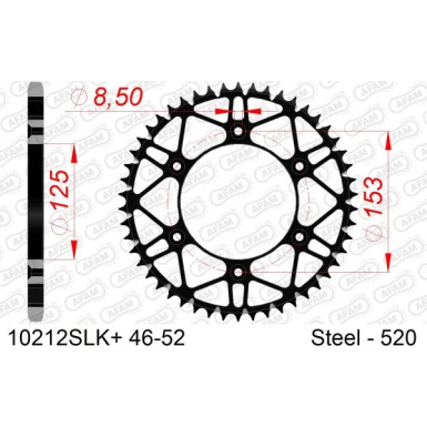 AFAM Kettenrad STAHL 47 Zähne | für 520, S/C | 10212SLK+47