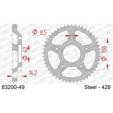 AFAM Kettenrad STAHL 49 Zähne | für 428 | 83200-49