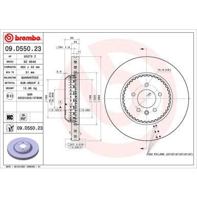 Bremsscheibe Lightweight VA | Land Rover | 09.D550.23