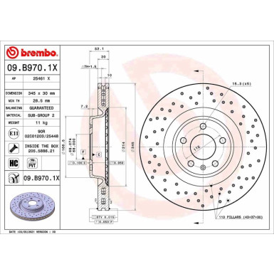 Bremsscheibe VA Brembo Xtra | AUDI A4,A5,A6,A7,Q5,PORSCHE 07 | 09.B970.1X