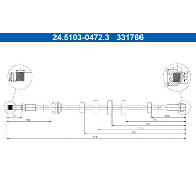 ATE Bremsschlauch | 24.5103-0472.3