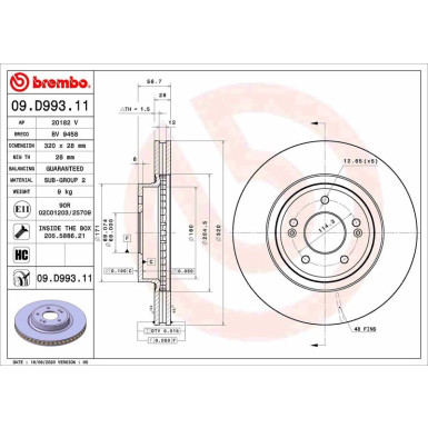 Bremsscheibe VA | GENESIS G70 KIA Stinger 17 | 09.D993.11