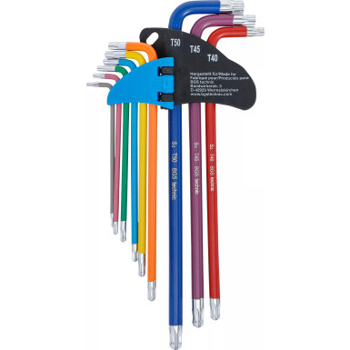 BGS Torx Winkelschlüssel-Satz Multicolour | extra lang | Kugelkopf | 9-tlg. | 74465