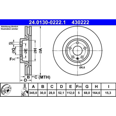 Bremsscheibe Audi S. A4/A5/A6/A7/Q5 07 | 24.0130-0222.1