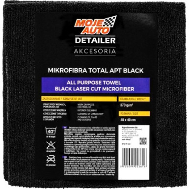 Mikrofaser Allzwecktuch 370g 40x40 Schwarz | 19-663