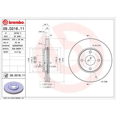 Bremsscheibe VA | FORD Ecosport 11 | 09.D216.11