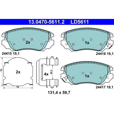 Bremsbelagsatz Opel P. Insignia 1.4-2.0 08- Keramik | 13.0470-5611.2