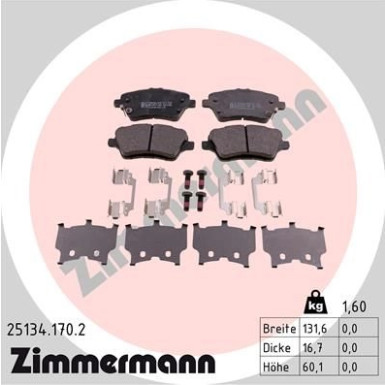 ZIMMERMANN Bremsbeläge | 25134.170.2