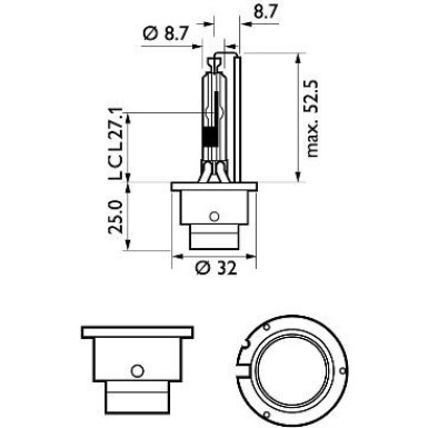 D2R 35W P32d-3 Xenon X-treme Vision +20% 1 St. Philips | P32d-3, Xenon-Lampe | 85126XV2S1