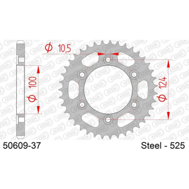 AFAM Kettenrad STAHL 37 Zähne | für 525 | 50609-37