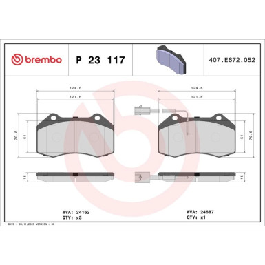 BREMBO Bremsklötze VA | ALFA Mito 08 | P 23 117