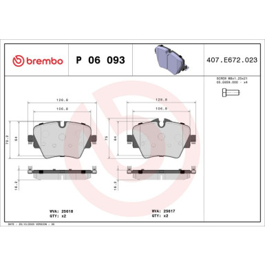 BREMBO Bremsklötze VA | BMW 2er, X1 13 | P 06 093