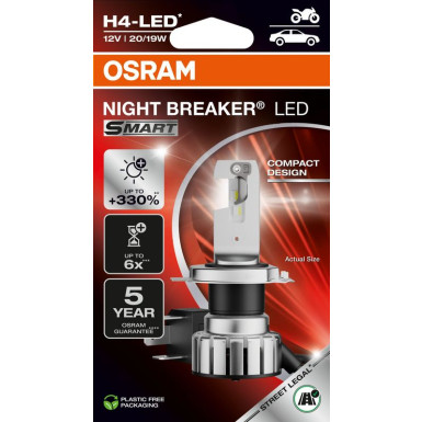 H4 NIGHT BREAKER LED SMART +330% StVZO-Konform LED Moto 1St. Osram | 64193DWNBSM-1HB