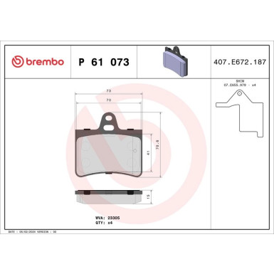 BREMBO Bremsklötze HA | CITROEN C5 01-17 | P 61 073