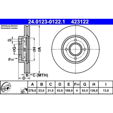 Bremsscheibe Ford P. B-Max/Fiesta/Transit 12 | 24.0123-0122.1