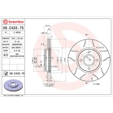 Bremsscheibe VA Brembo Max | FORD B-Max, Fiesta, Tranist 08 | 09.C422.75