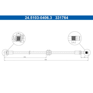 ATE Bremsschlauch | 24.5103-0406.3