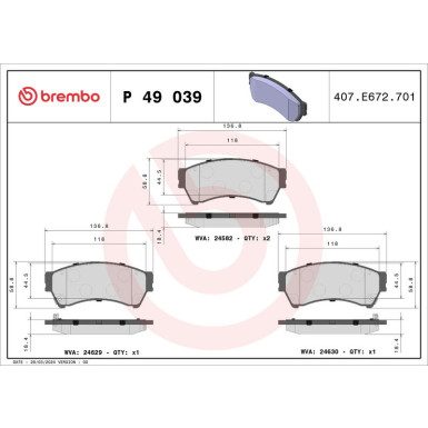 BREMBO Bremsklötze VA | MAZDA 6 07-13 | P 49 039