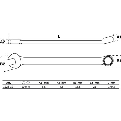 BGS Maul-Ringschlüssel | extra lang | SW 10 mm | 1228-10