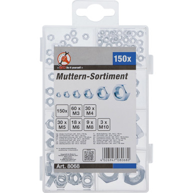 BGS Muttern-Sortiment | M3 - M10 | 150-tlg | 8068