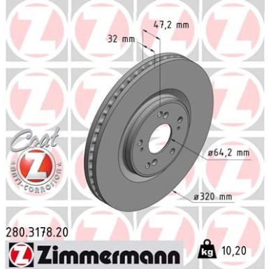 ZIMMERMANN Bremsscheibe | 280.3178.20