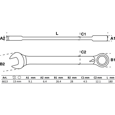 BGS Ratschenring-Maulschlüssel | umschaltbar | SW 13 mm | 6613